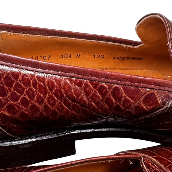 NEIMAN MARCUS  100% Genuine Alligator Handmade Mens Loafers Brown Sz 10.5 🔥 - Picture 5 of 9